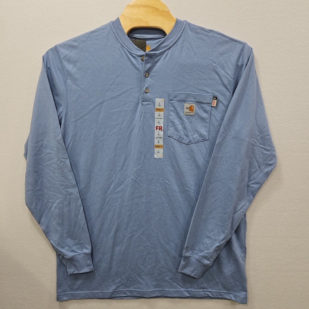 Carhartt FR Force Dearborn Mens Large Tall Blue Flame Resistant Long Sleeve Cat2